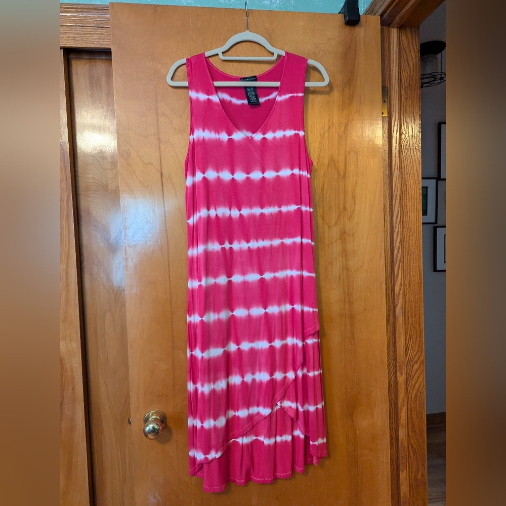 Catherines Asymmetrical Pink and White Dress